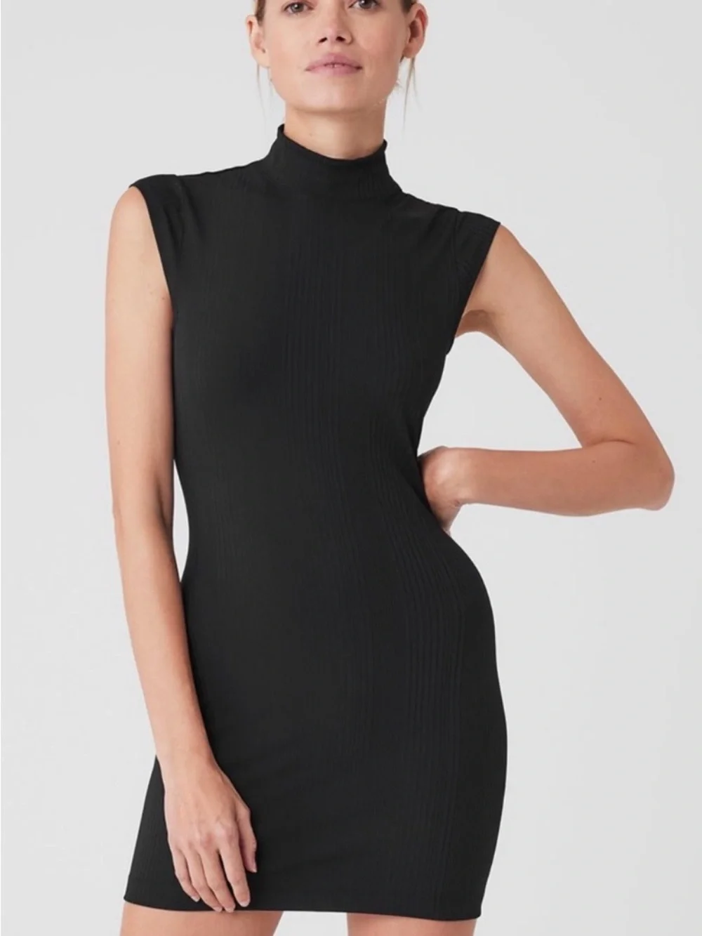 ALO Ribbed Mock Neck Mini Dress 🖤✨